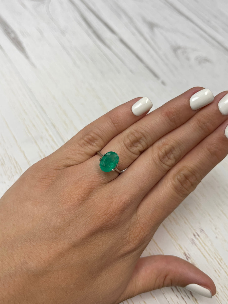 Rich Forest Green Colombian Emerald - 3.50 Carat Oval Gemstone