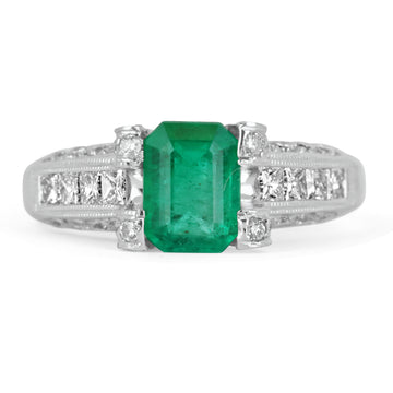 intage 2.15tcw Emerald Ring with 2.15tcw Diamonds in Platinum