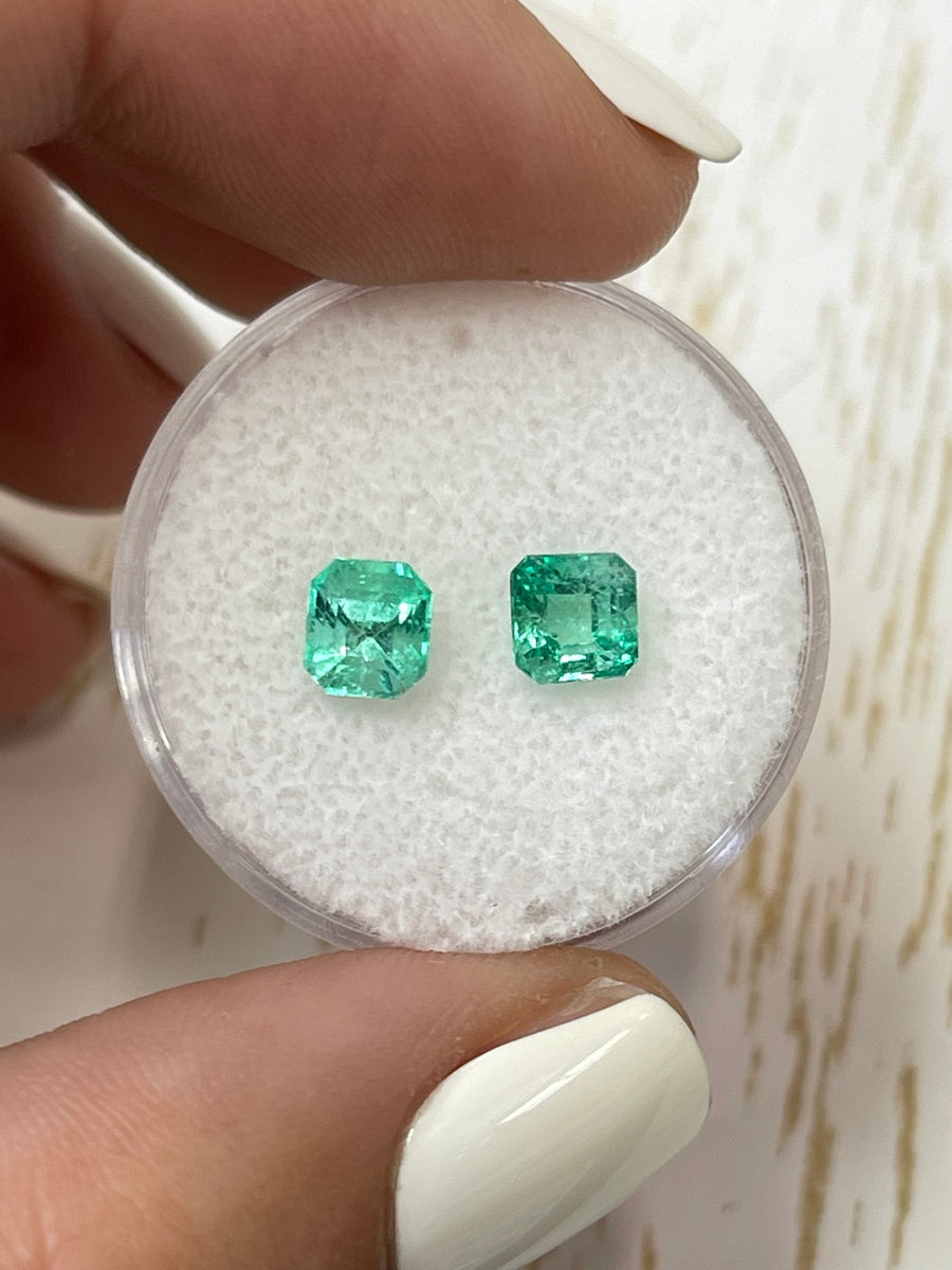 Stunning 1.46 Total Carat Weight Asscher Cut Colombian Emeralds - Brilliant Green Loose Gems