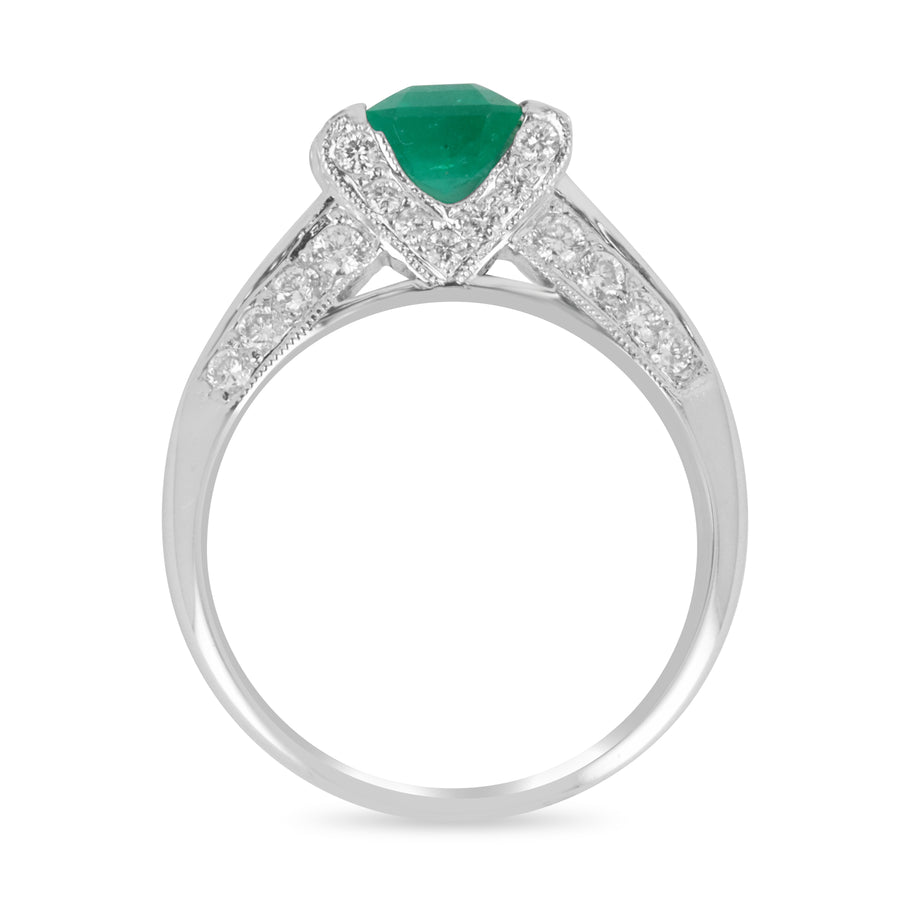 Emerald Cut & Princess Cut Diamond Mil-grain Engagement Earrings