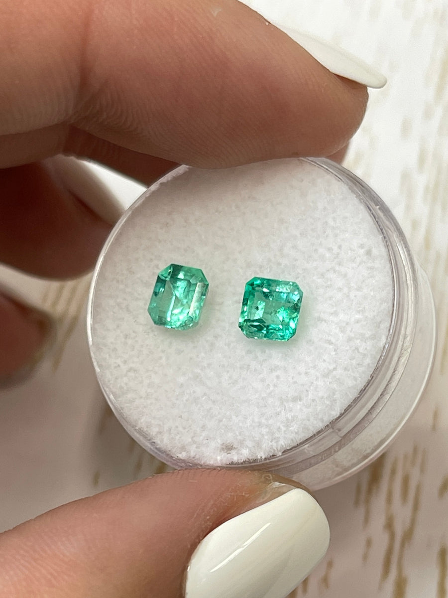 5x5 Asscher-Cut Loose Colombian Emeralds - Total Carat Weight: 1.46 - Vibrant Green