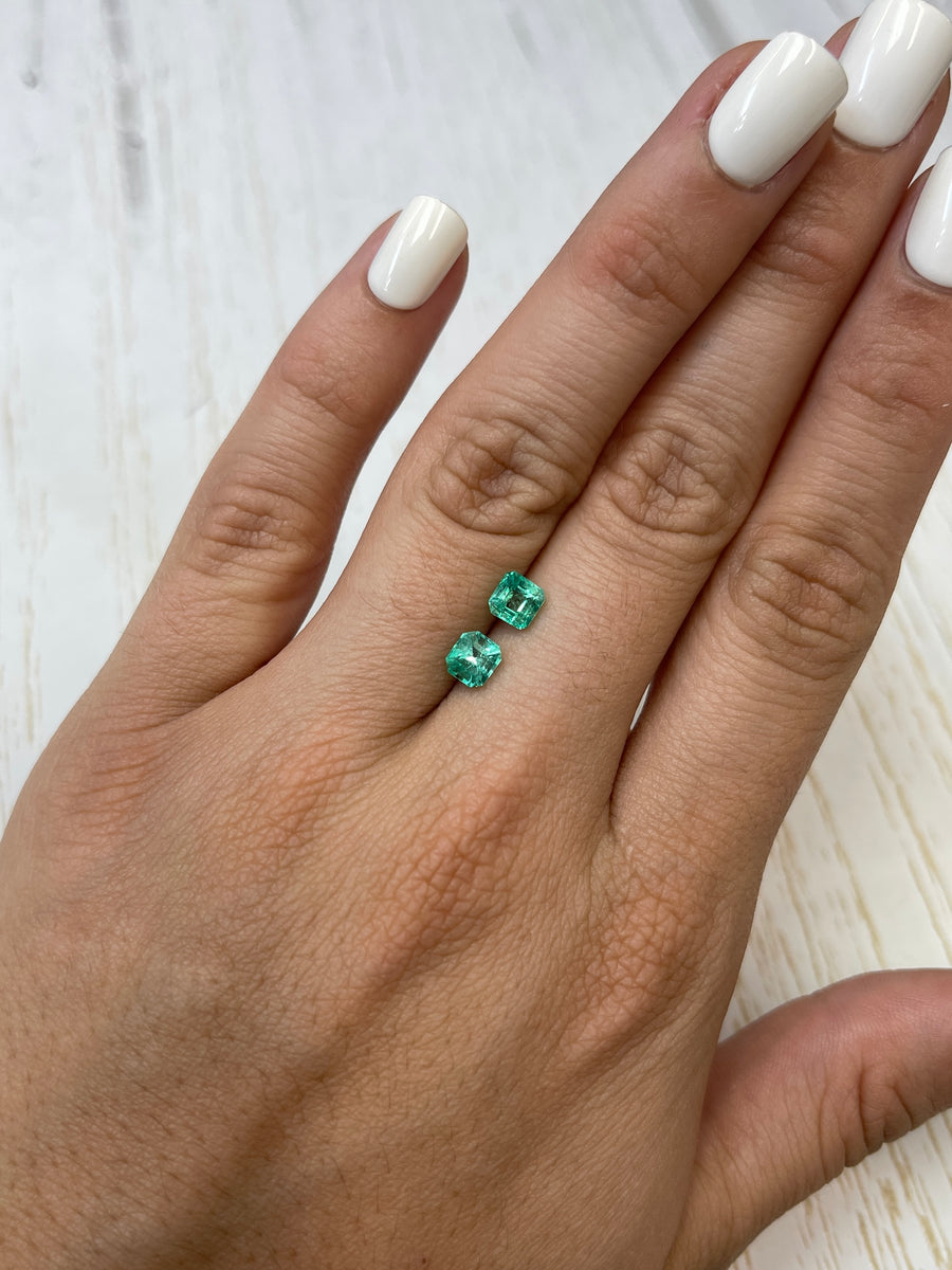 1.46tcw 5x5 Matching Vibrant Green Loose Colombian Emeralds-Asscher Cut
