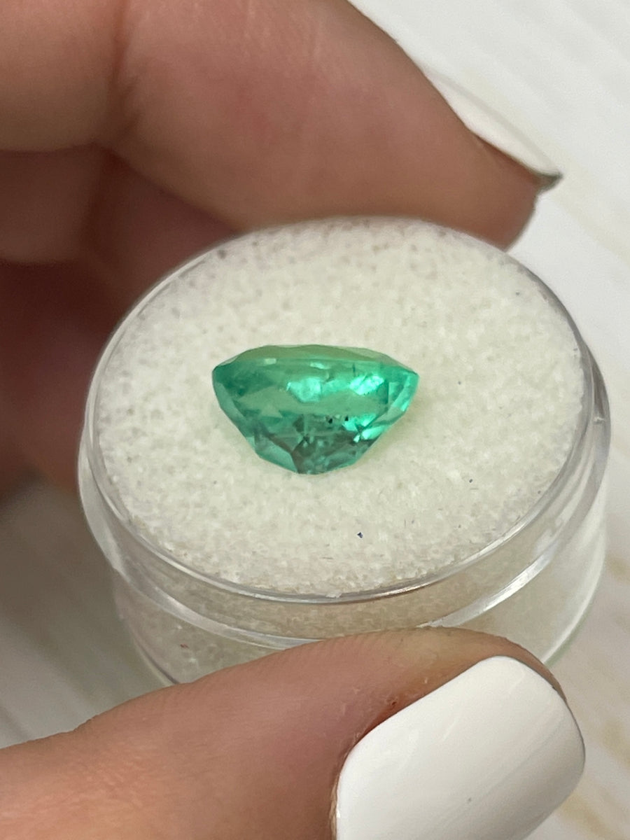 3.55 Carat Oval Cut Emerald - Vibrant Light Bluish Green Hue