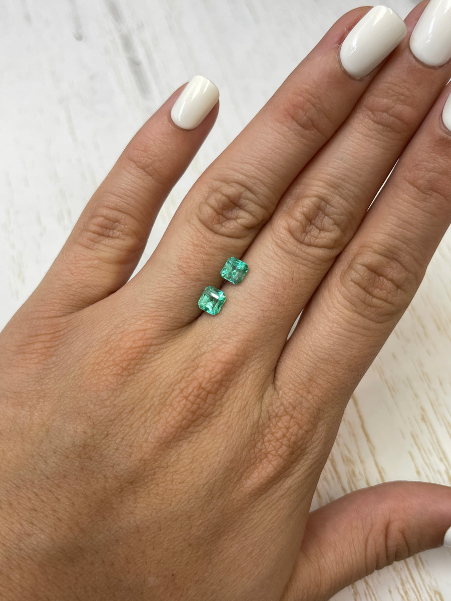 Colombian Emeralds in Asscher Cut - 5.3x5.3 mm, 1.47tcw Bluish Green Gemstones