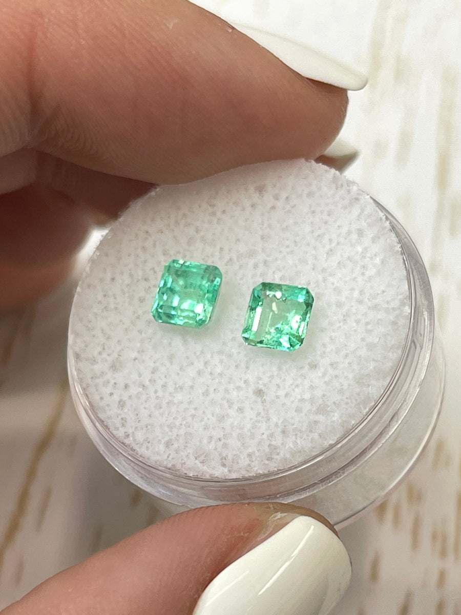 Vibrant Loose Colombian Emeralds - 1.48tcw - Asscher Cut Gemstones