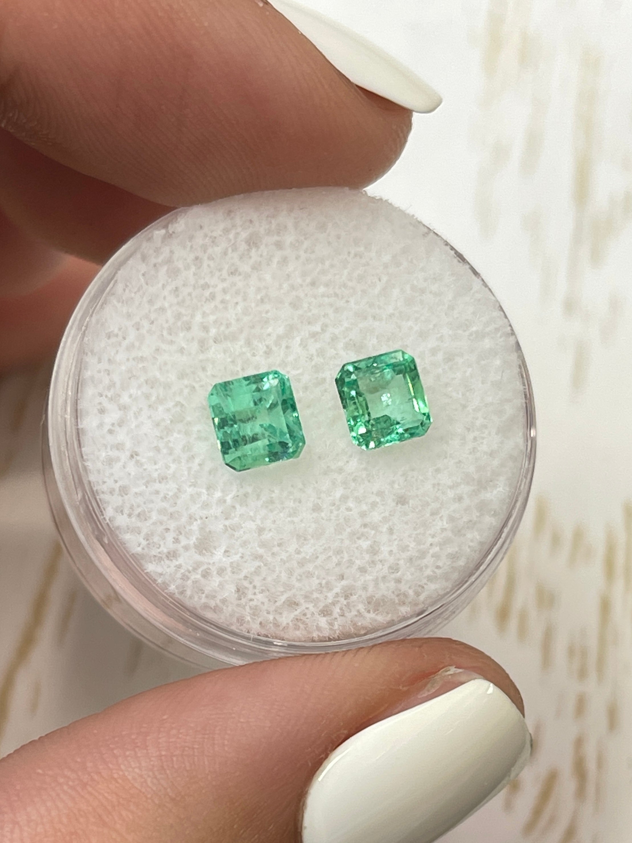 Colombian Emeralds - Brilliant Asscher Cut - 1.48 Total Carat Weight