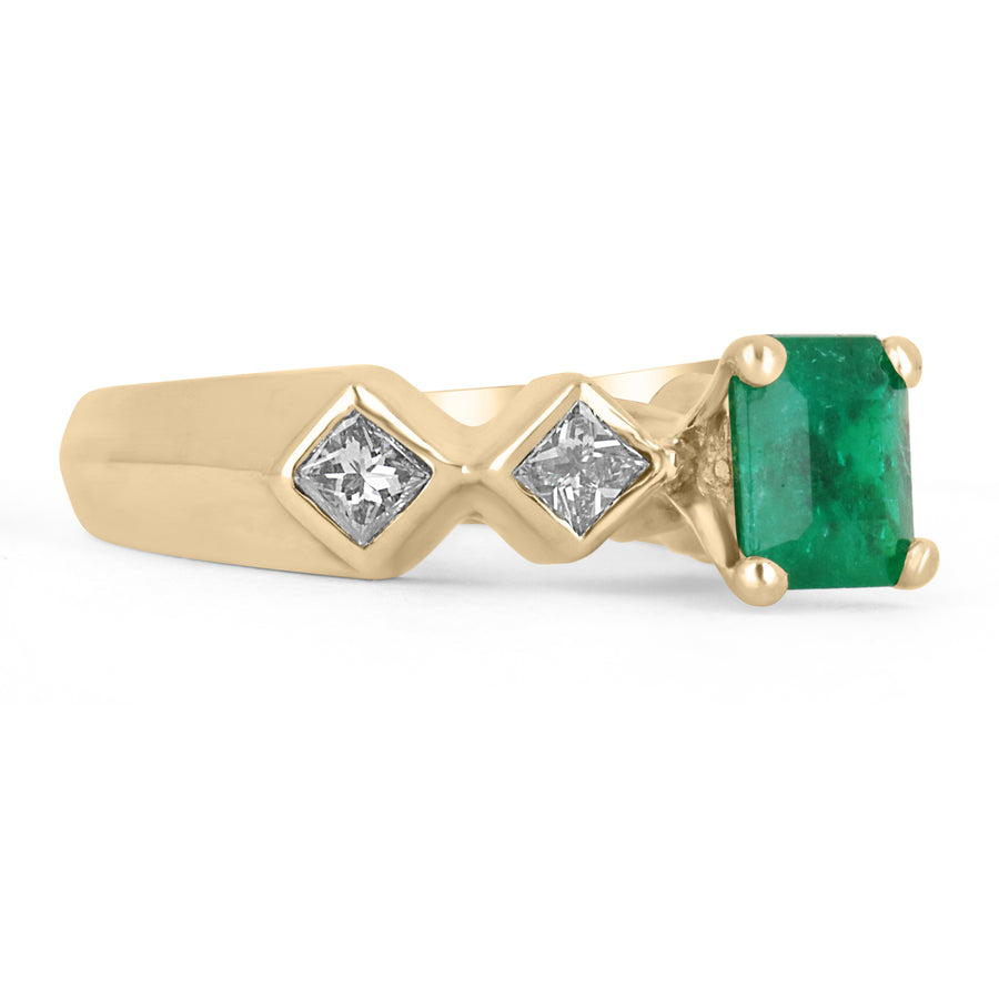 Dazzling Brilliance: 1.97tcw Colombian Emerald & Princess Cut Anniversary Ring - A Shimmering Beauty