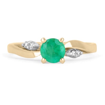 0.50tcw Petite Colombian Emerald & Diamond Engagement Ring 14K