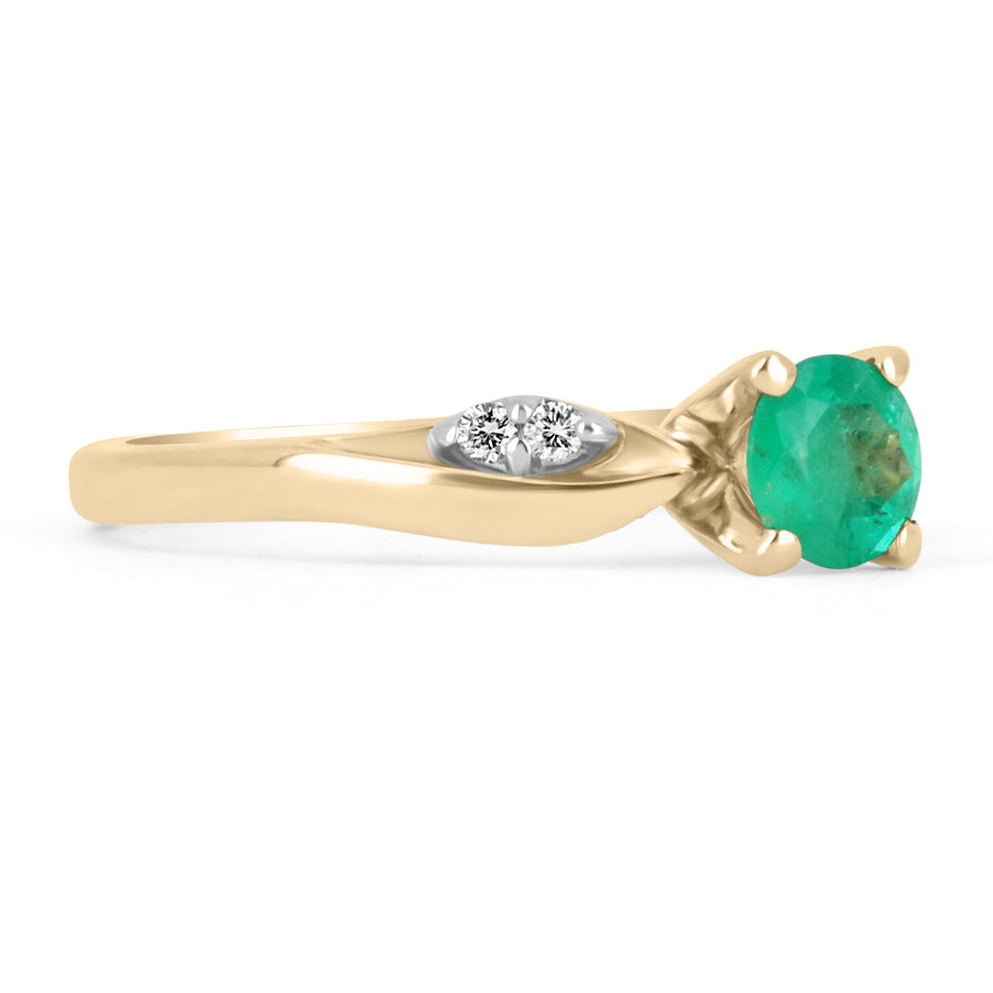 Colombian Emerald & Diamond Engagement Ring 14K