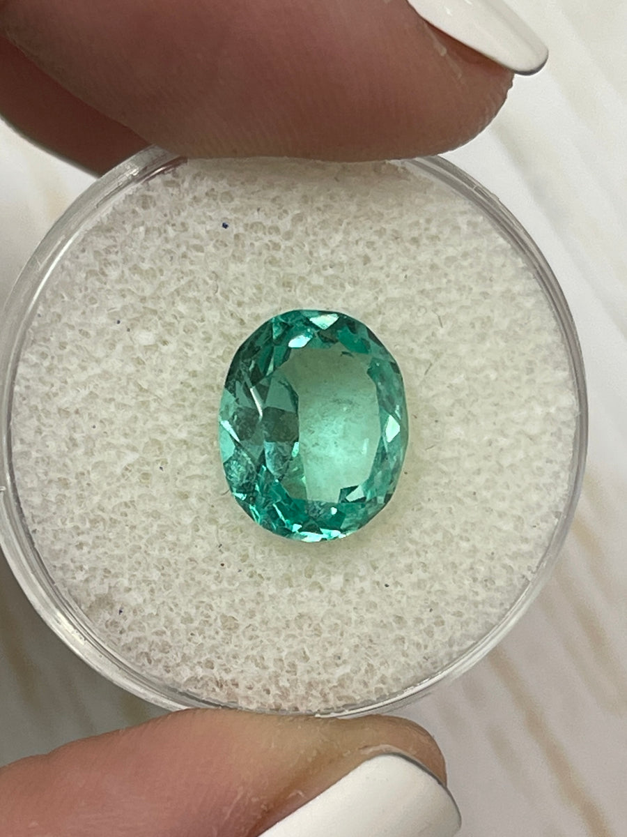 3.70 Carat Oval Colombian Emerald with Vibrant Green Color and VS Clarity