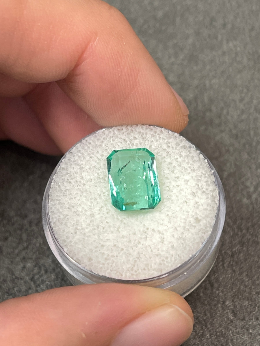 3.69 Carat Natural Colombian Emerald in Seafoam Green - Emerald Cut