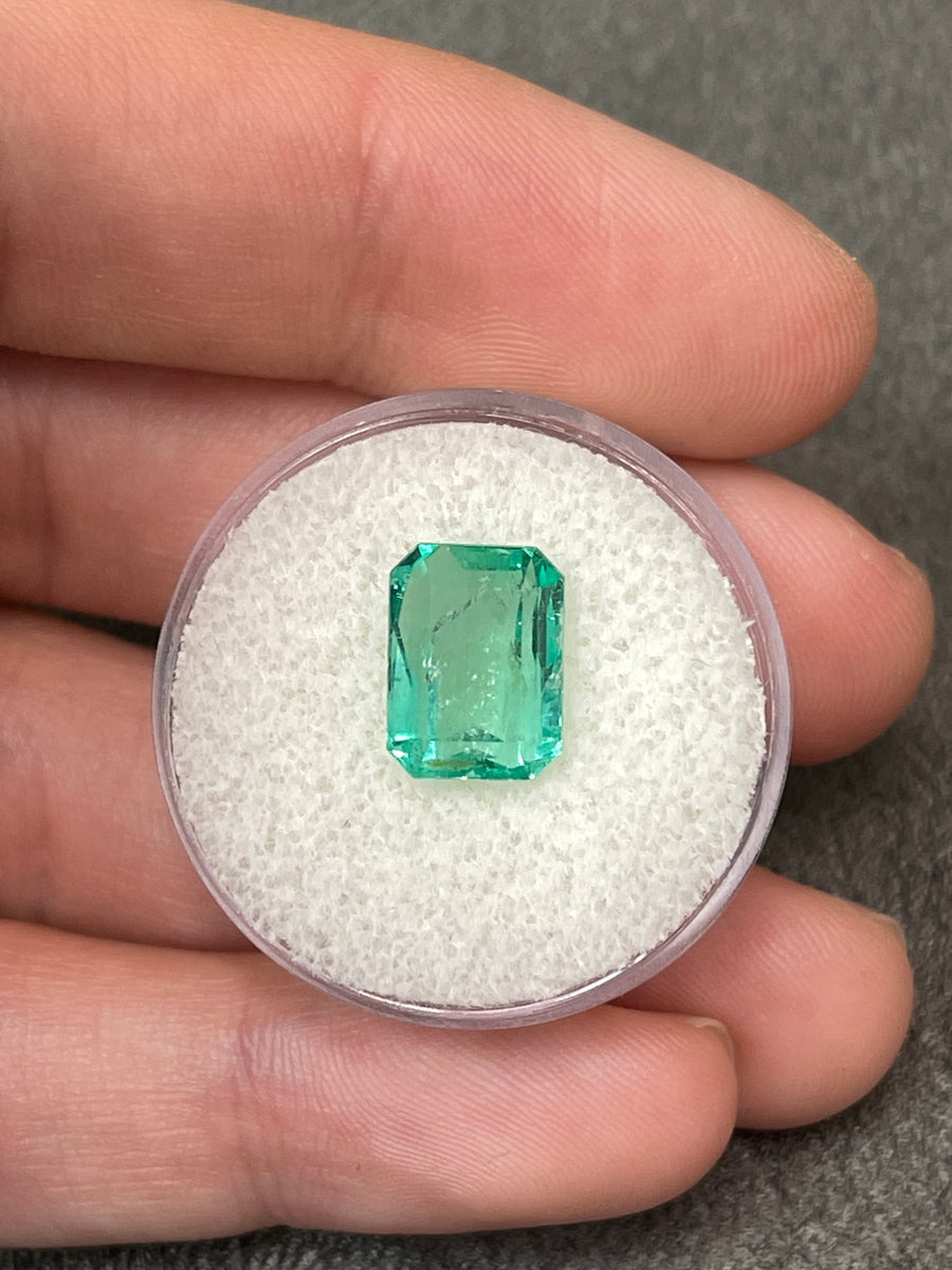 Emerald Cut 3.69 Carat Seafoam Green Colombian Emerald - Loose Gemstone