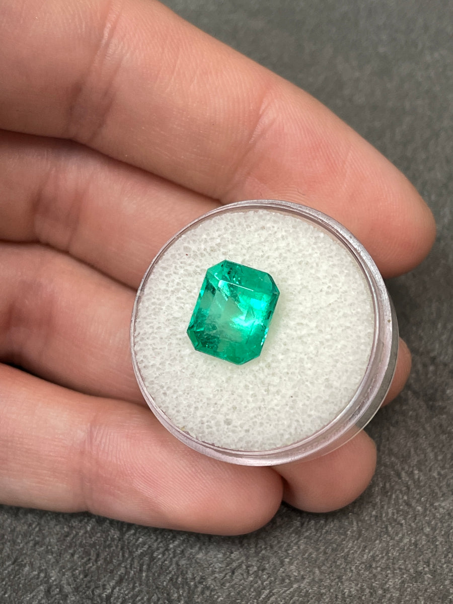 Vivid Green 10x8 Emerald Cut Colombian Emerald - 4.13 Carat Loose Gem