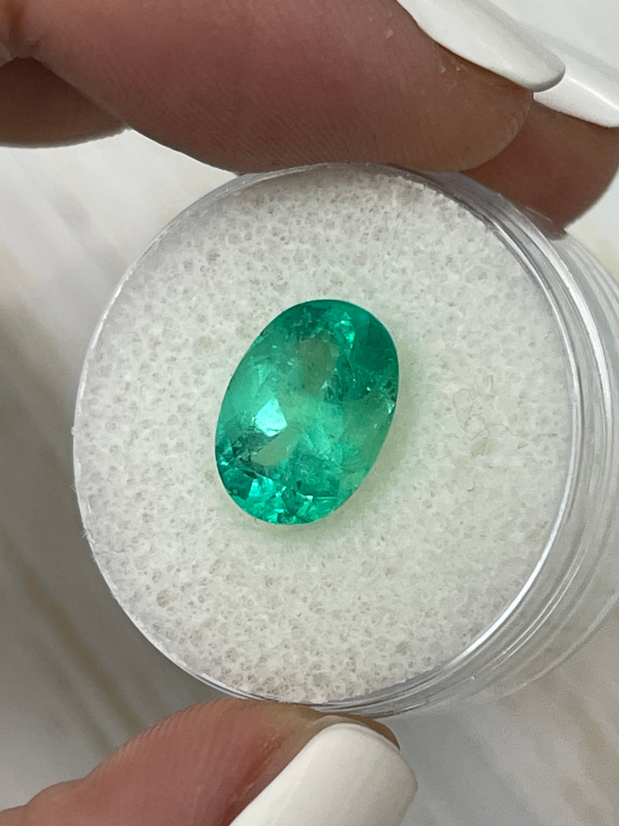 Vibrant Spring Green Oval Colombian Emerald - 3.86 Carats Loose Gem