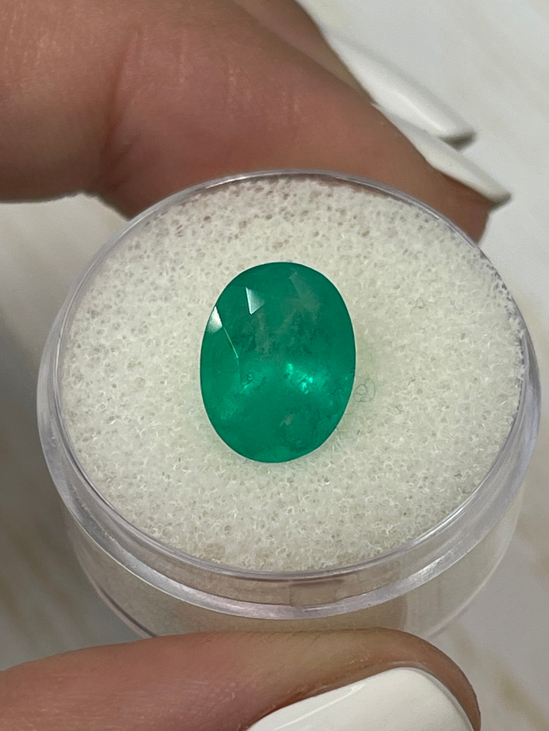 Oval Cut Colombian Emerald - 3.86 Carat Genuine Emerald in Stunning Deep Emerald Green Hue