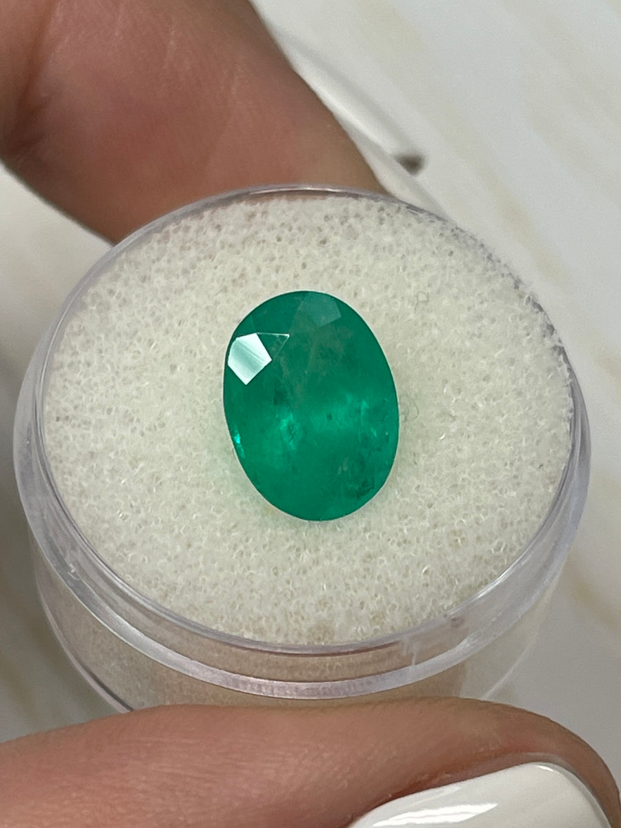 Genuine Colombian Emerald - Oval Cut, 3.86 Carat, Intense Deep Green Color