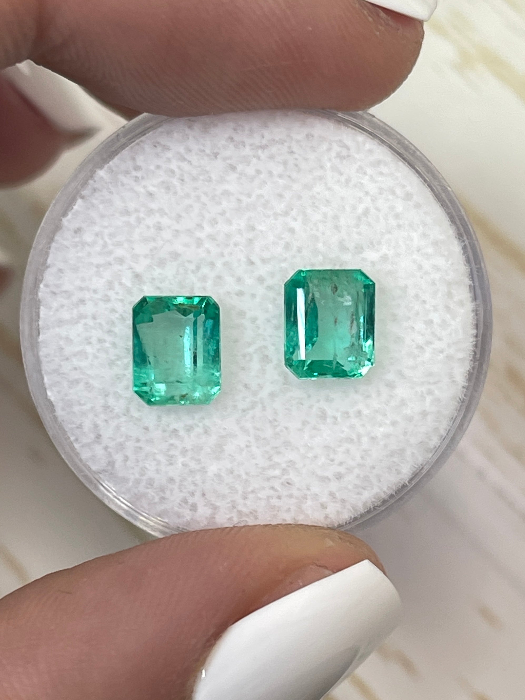 Emerald Cut Colombian Emerald Duo - Total 2.47 Carats