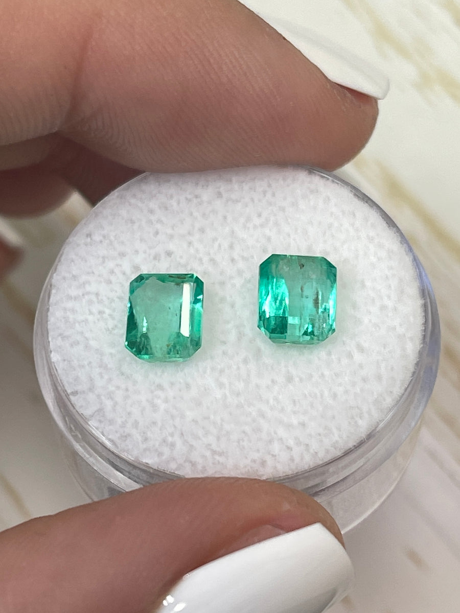 Two Matching Green Loose Colombian Emeralds - 7x5.5 Size