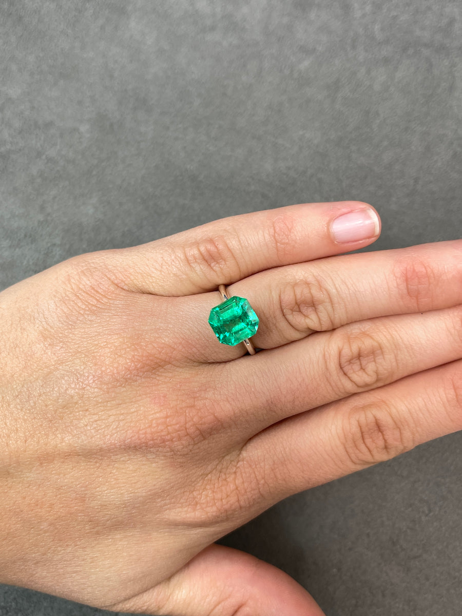 Clipped Corner Asscher-Cut Colombian Emerald - 4.75 Carat Loose Gem