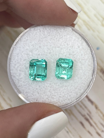 Emerald Cut Loose Colombian Emeralds - 2.52tcw 7x5.5, Vibrant Green Matched Pair