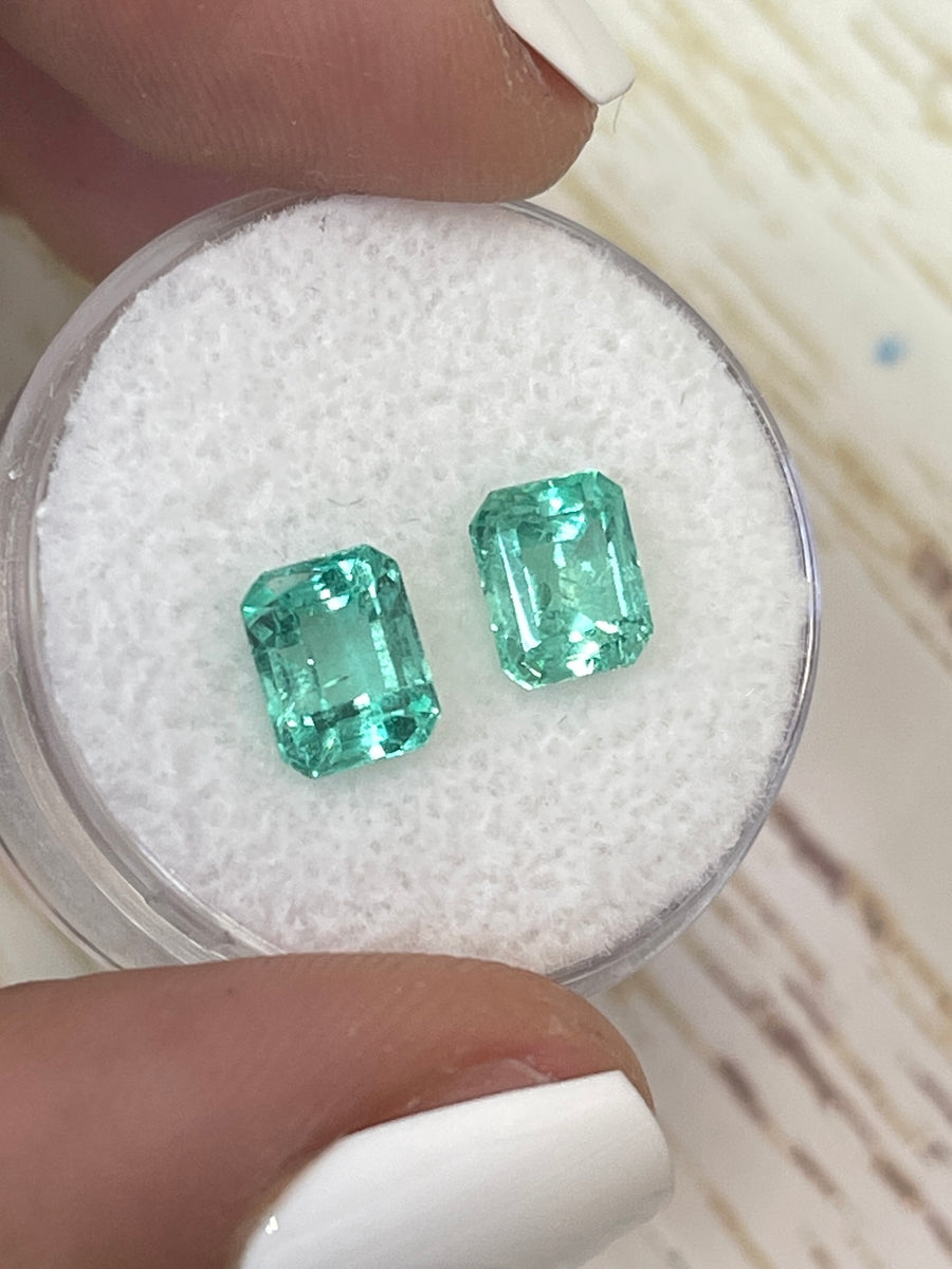 Emerald Cut Colombian Emeralds - 2.52 Total Carat Weight, Vibrant Green Hue