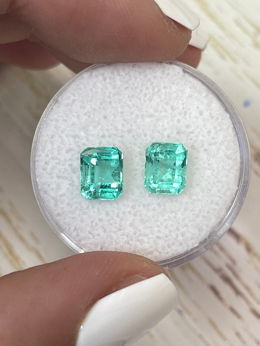 Pair of 7x5.5 Loose Colombian Emeralds - 2.52tcw, Exquisite Green Color