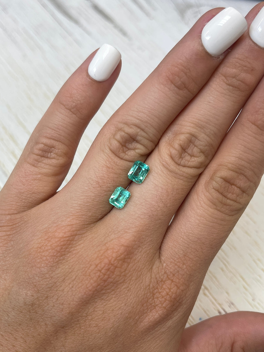 2.52tcw 7x5.5 Matching Green Loose Colombian Emeralds-Emerald Cut