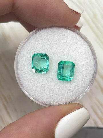 Pair of Exquisite Colombian Emeralds - 2.67 Total Carat Weight - Vibrant Green - Emerald Cut