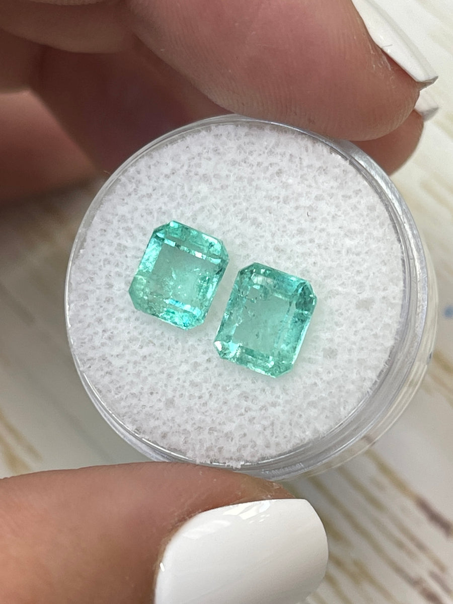 Pair of Loose Colombian Emeralds - 3.75tcw - Green Emerald Cut Stones