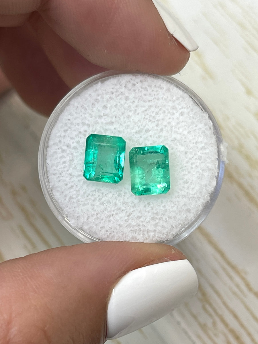 Emerald Cut Colombian Emeralds, 3.22 Total Carat Weight, 7.5x6 Dimensions