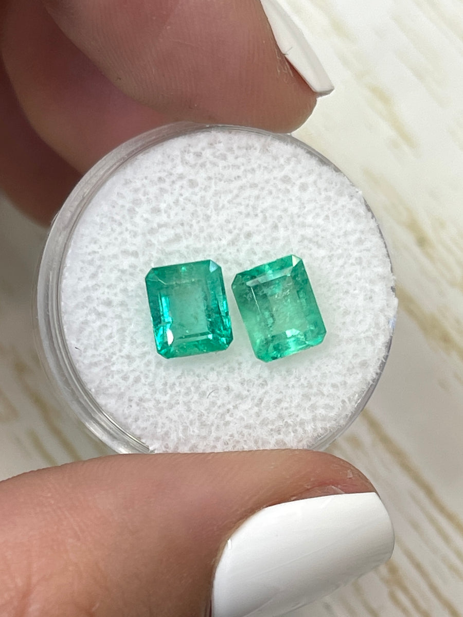 Emerald Cut Green Colombian Emeralds - 7.5x6 Dimensions, 3.22 Total Carat Weight