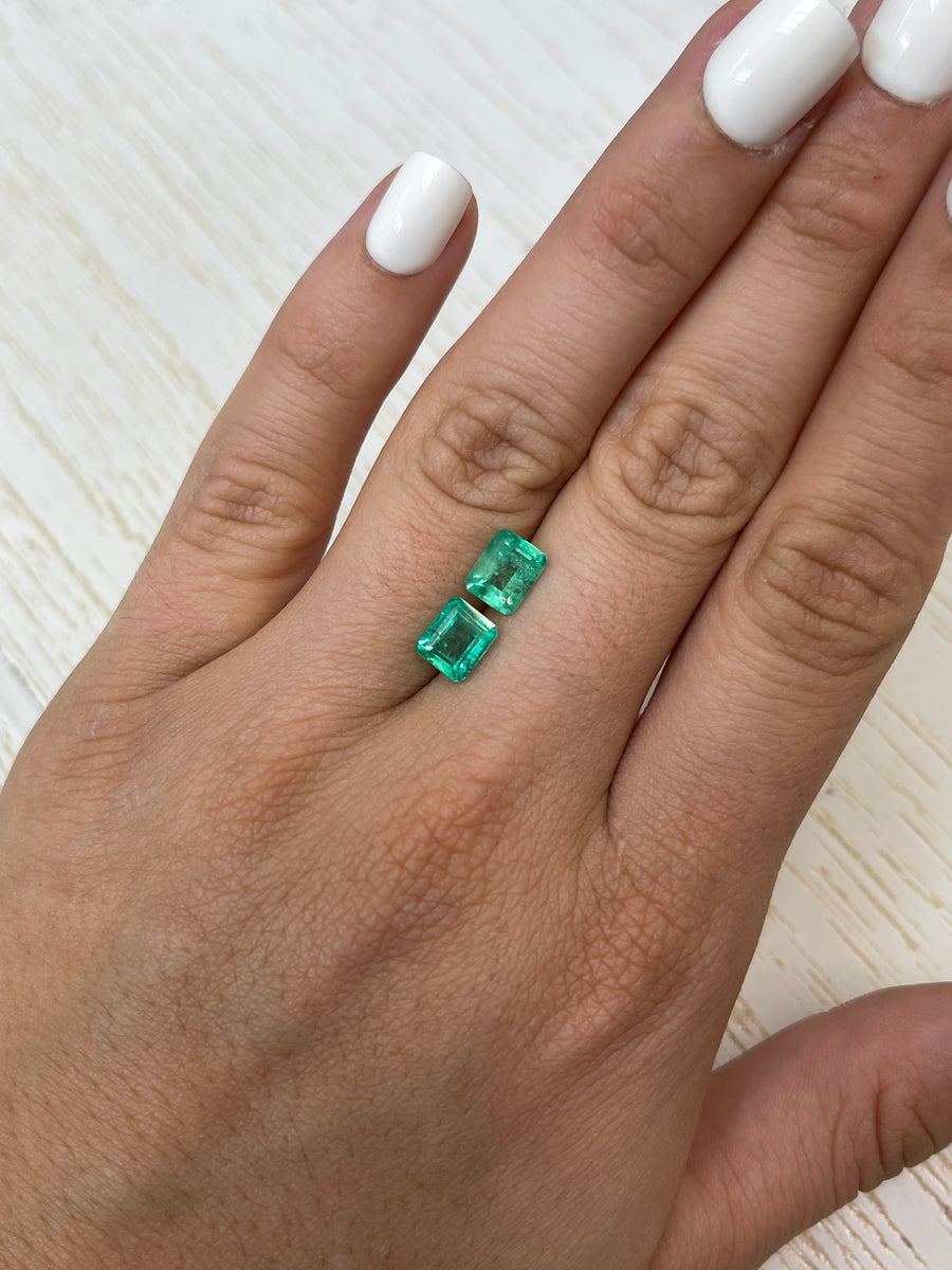 Emerald Cut Loose Colombian Emeralds - 3.22tcw Total, 7.5x6 Dimensions, Matched Pair