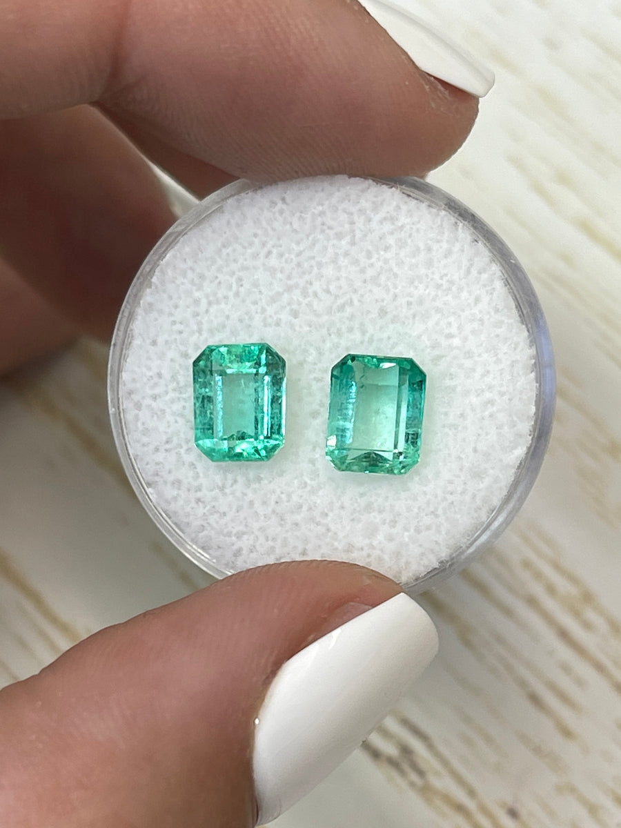 Pair of 8x6mm Colombian Emeralds - 3.35 Total Carat Weight - Emerald Cut