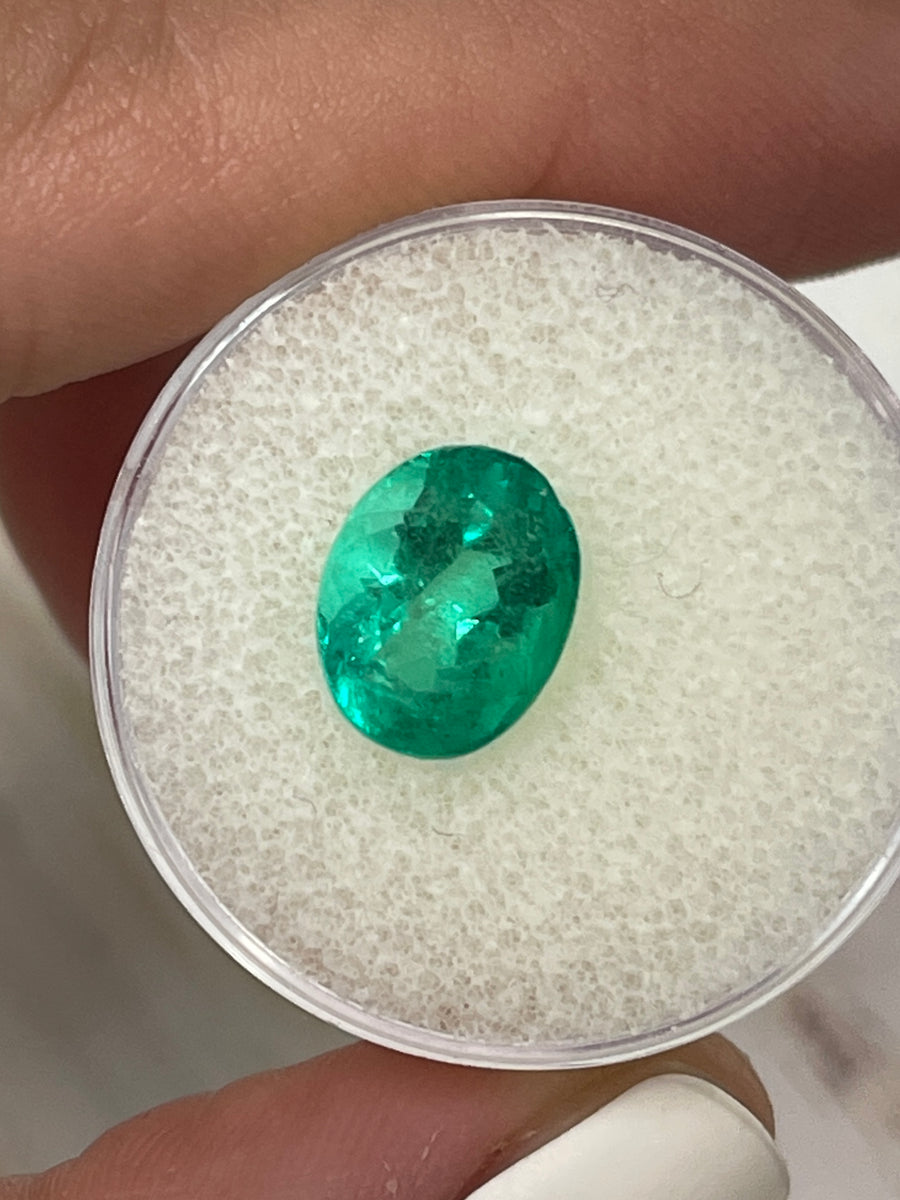 3.32 Carat Oval-Shaped Colombian Emerald - Lively Green Hue