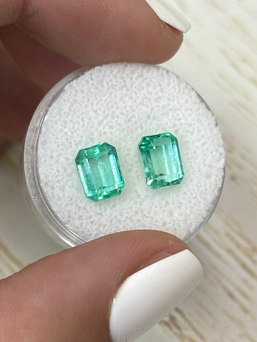 Emerald Cut Colombian Emeralds - 3.35 Carat Total - Identical 8x6mm Stones