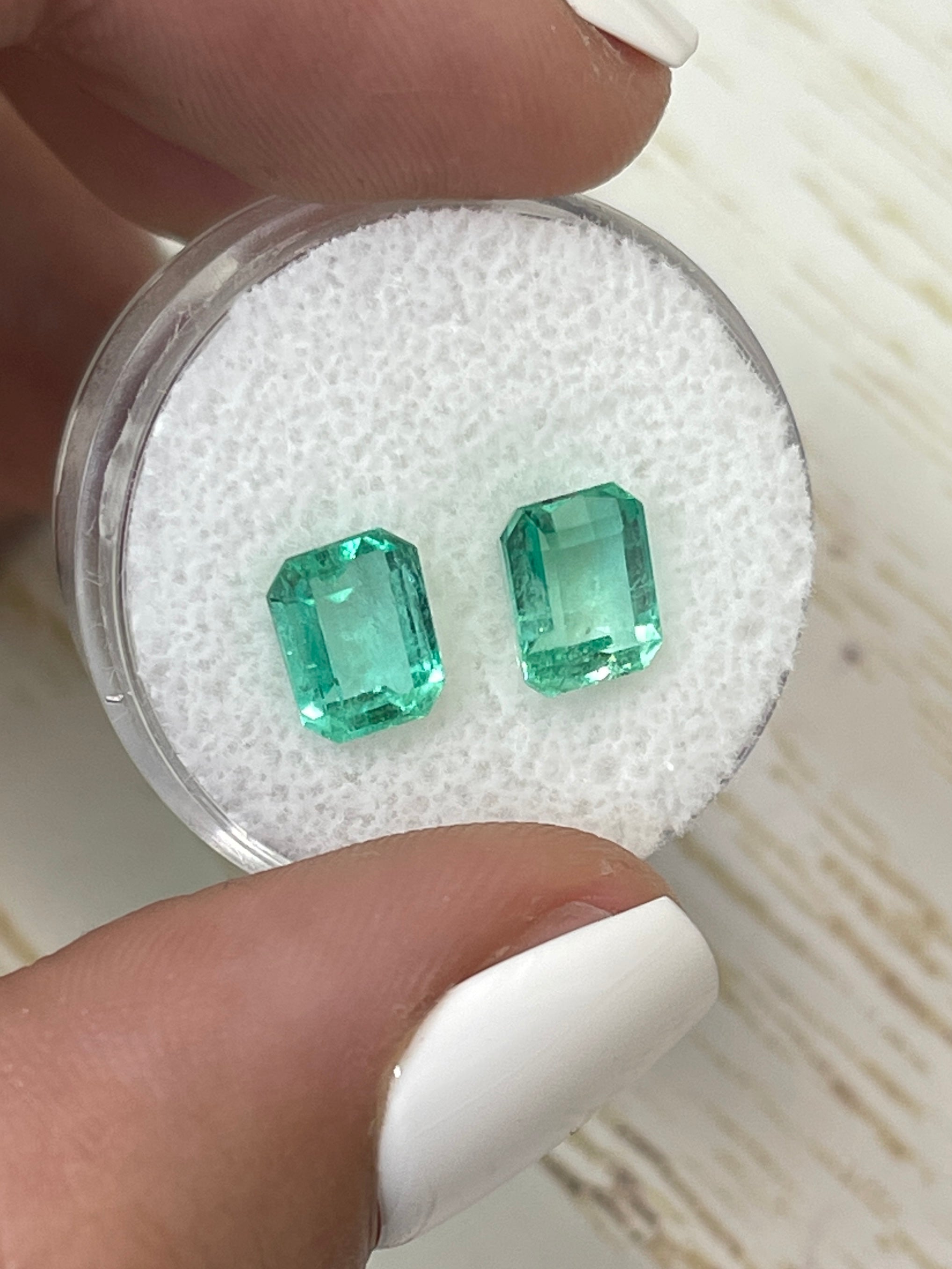 3.35tcw Colombian Emeralds - Green Loose Stones - 8x6mm Matching Emerald Cuts