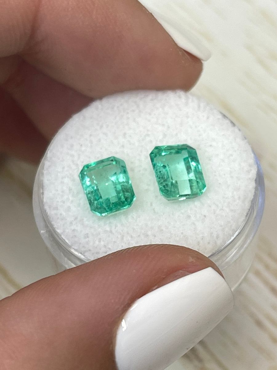 A Set of 8x6mm Colombian Emeralds - 3.35 Carat Total - Emerald Cut Gems