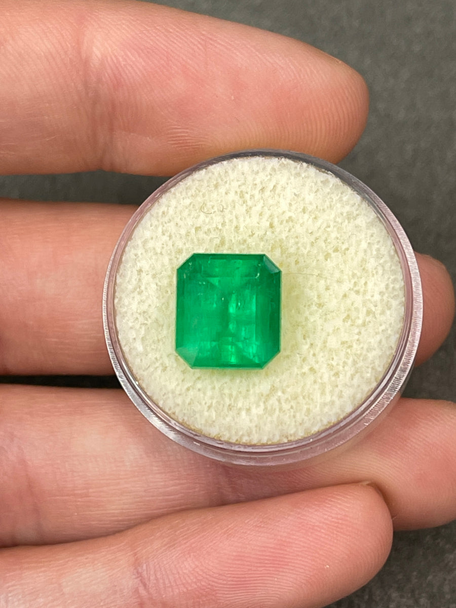 5.70 Carat Colombian Emerald with Intense Yellowish Green Hue