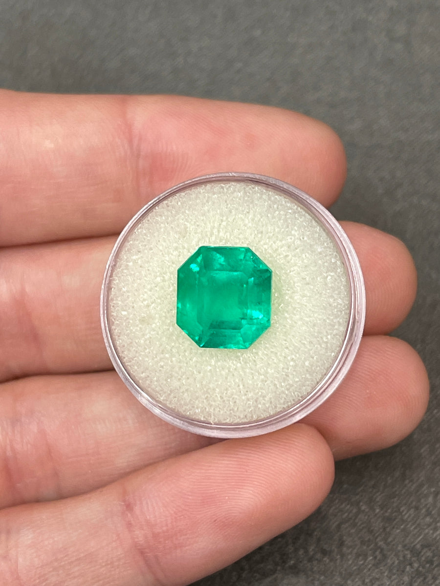 6.62 Carat Captivating Natural Loose Colombian Emerald-Asscher Cut with Clipped Corners