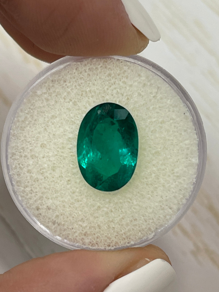 Oval Cut 4.0 Carat Colombian Emerald in Vivid Dark Muzo Green - Loose and Natural