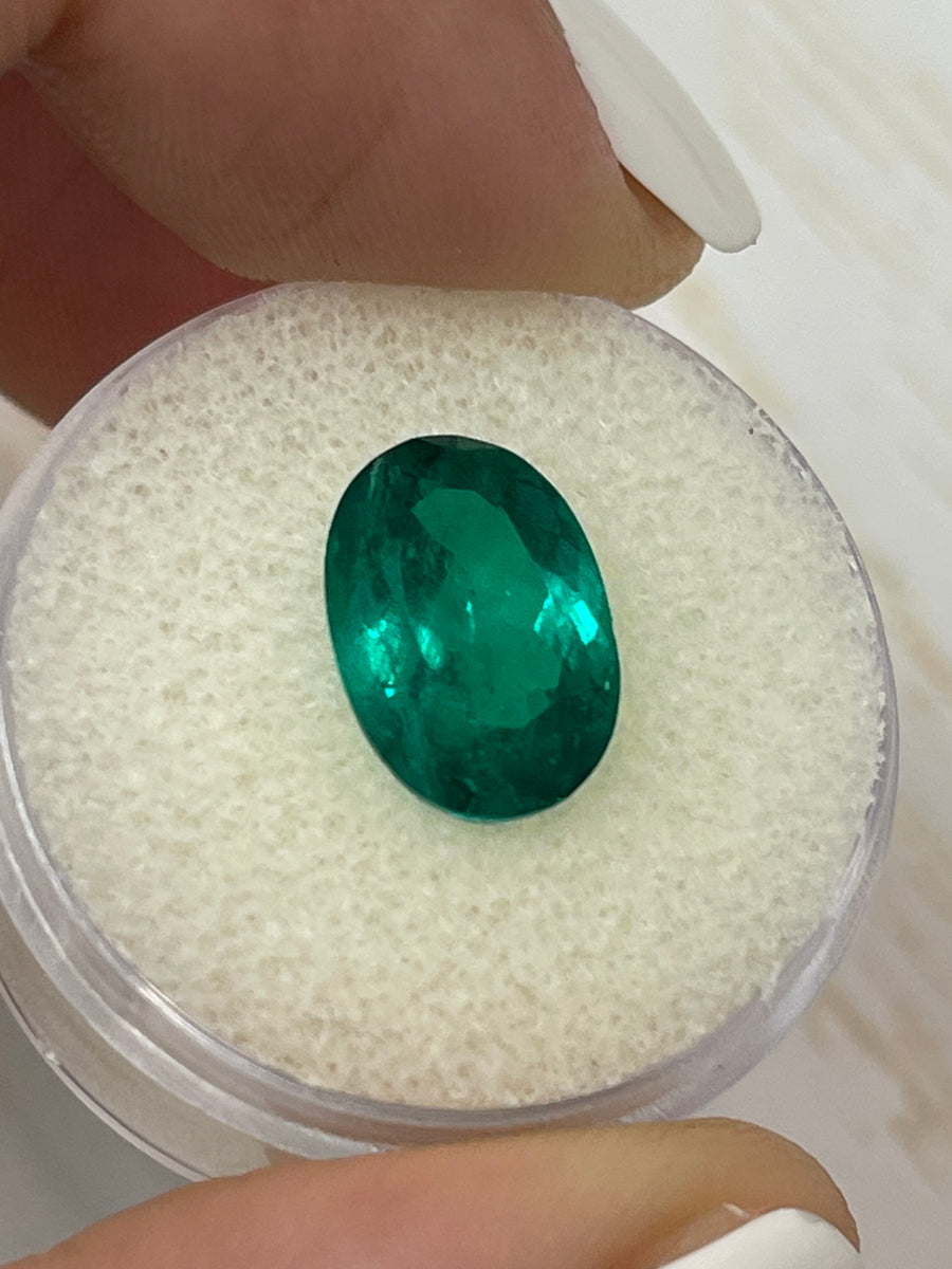 Genuine Loose Colombian Emerald - Oval Cut, 4.0 Carats, Vivid Dark Green