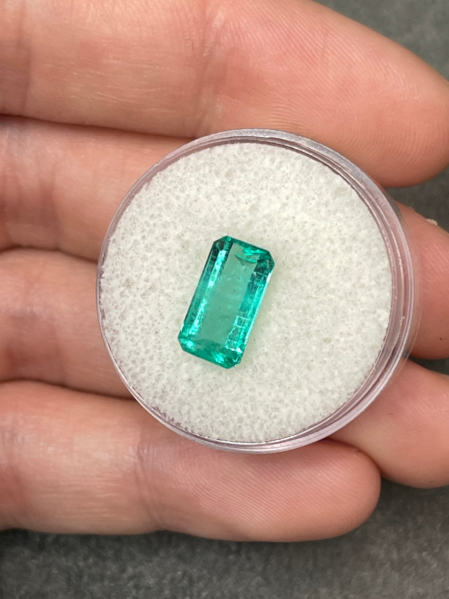 2.59 Carat Colombian Emerald - Authentic Light Bluish Green Gemstone in Elongated Cut