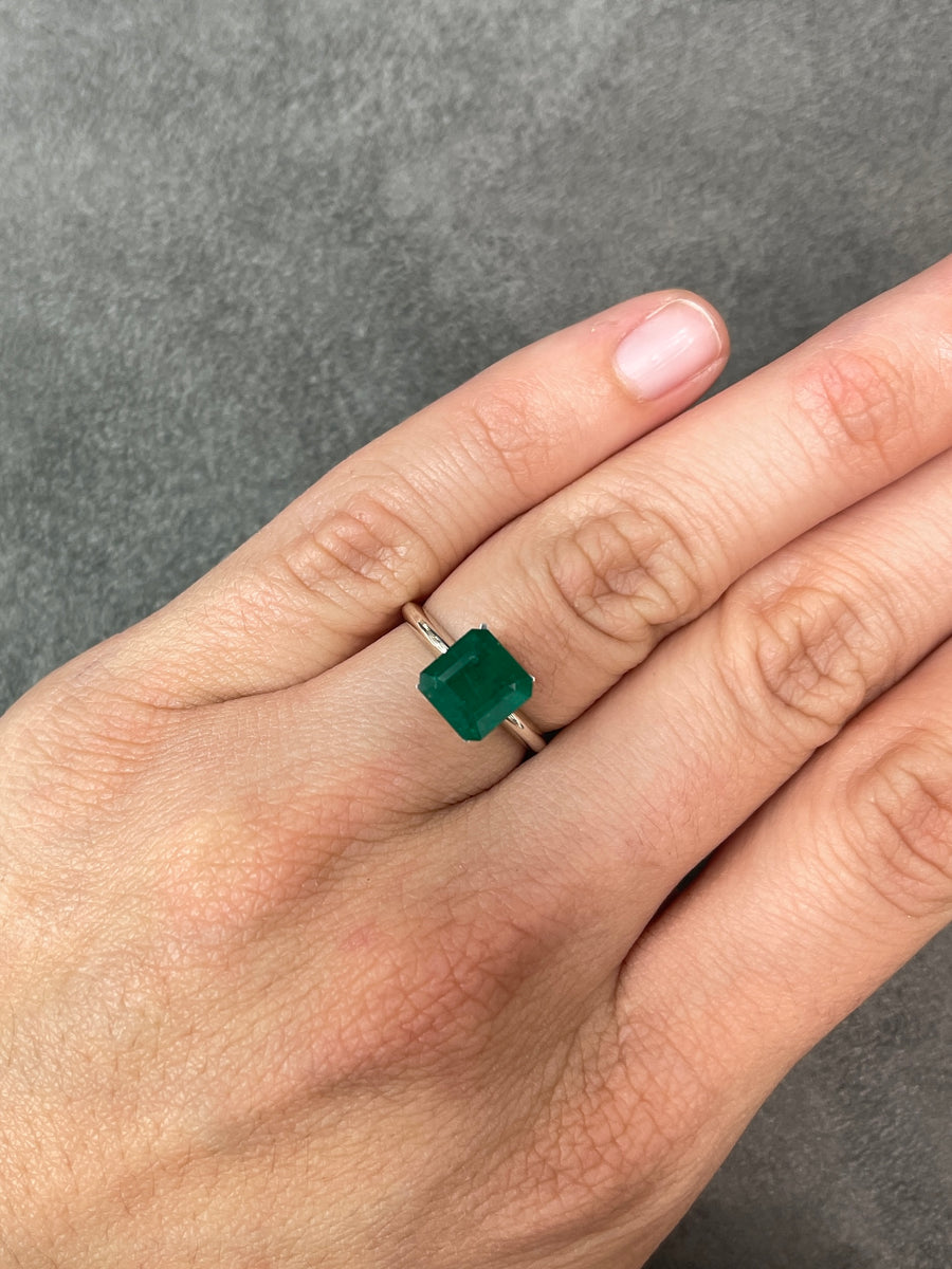 Asscher-Cut Emerald - 2.65 Carat, Dark Green Colombian Gemstone