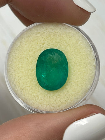 4.31 Carat Oval-Cut Colombian Emerald in Deep Medium Green