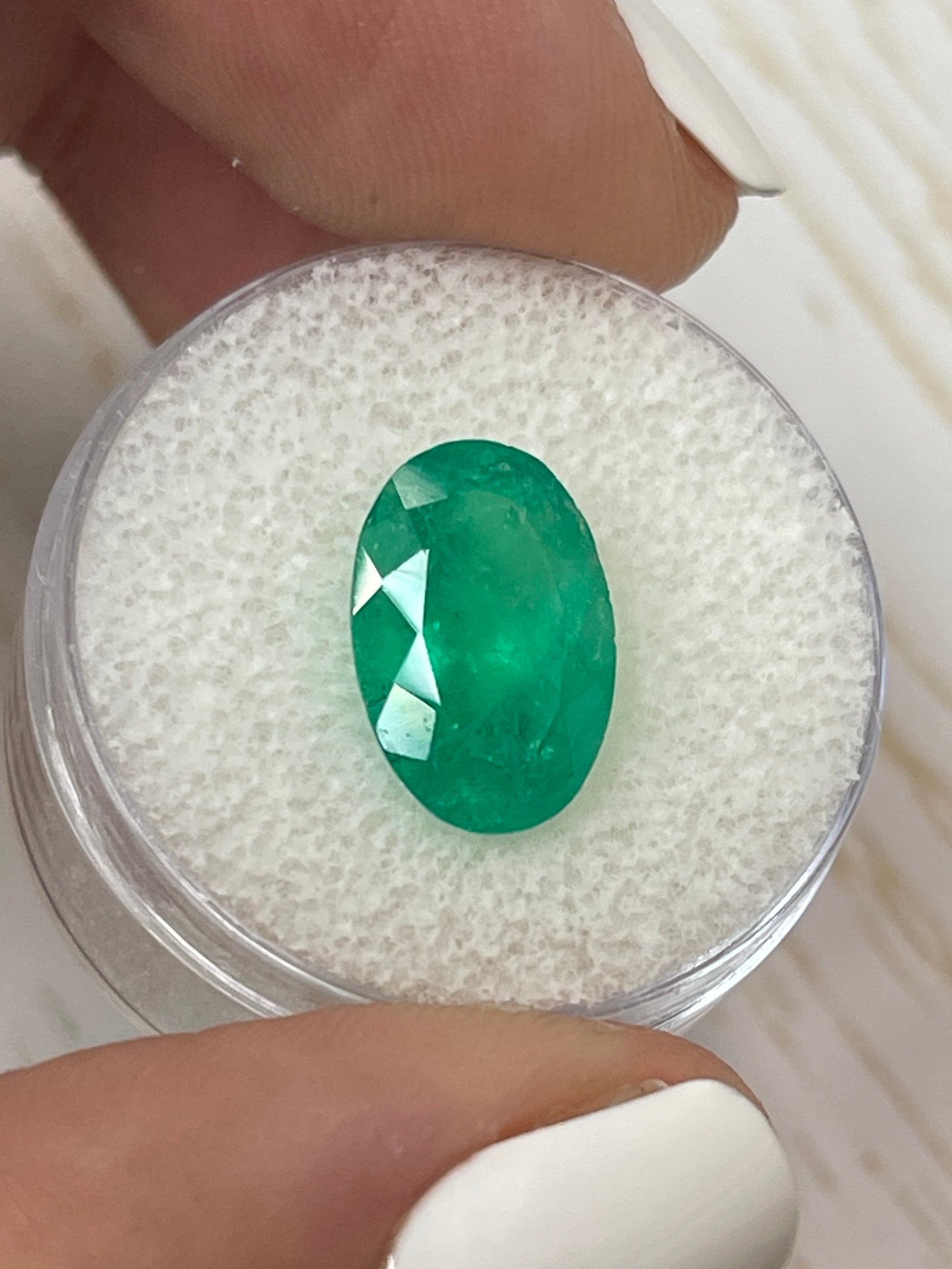 Elongated Grassy Green 4.52 Carat Colombian Emerald - Oval Cut