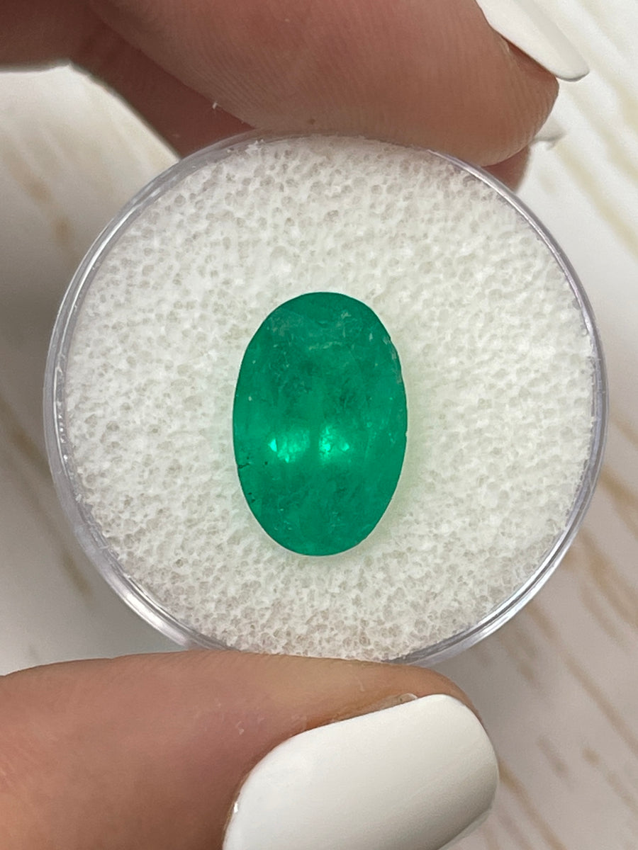 4.52 Carat Oval Colombian Emerald - Natural Grassy Green Hue