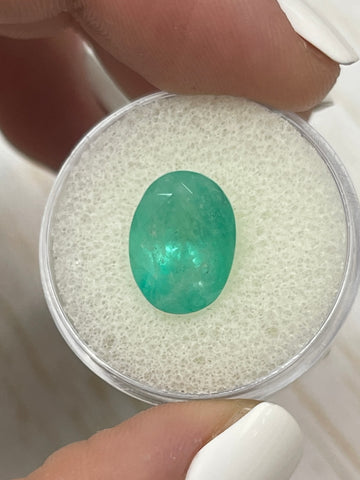 4.81 Carat Pastel Bluish Green Natural Loose Colombian Emerald-Oval Cut