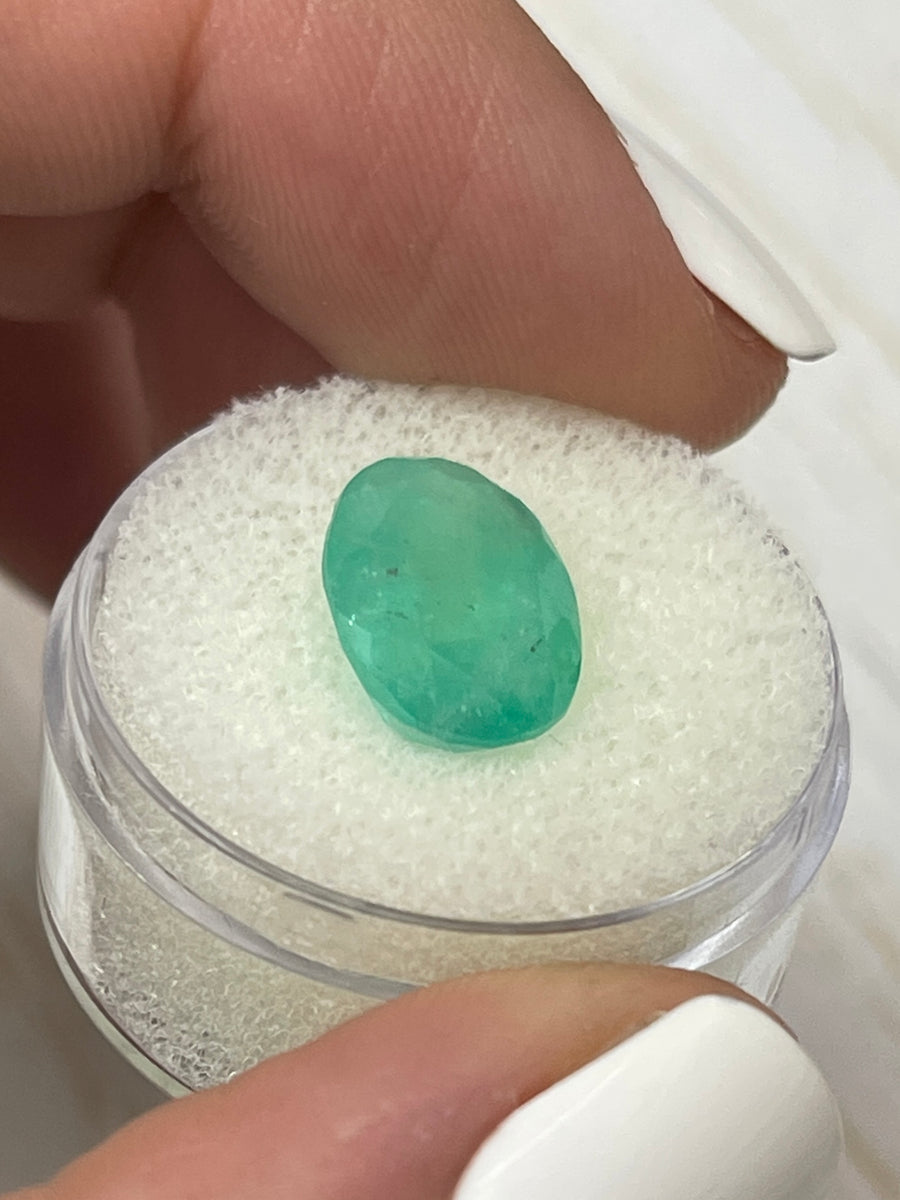 Exquisite 4.81 Carat Oval Colombian Emerald - Pastel Blue-Green Color