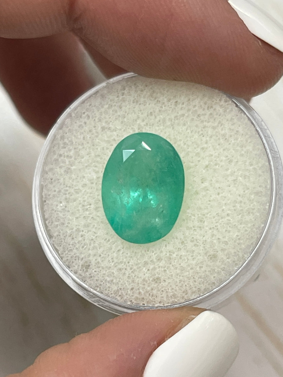 4.81 Carat Oval Colombian Emerald Gemstone - Subtle Bluish Green Hue