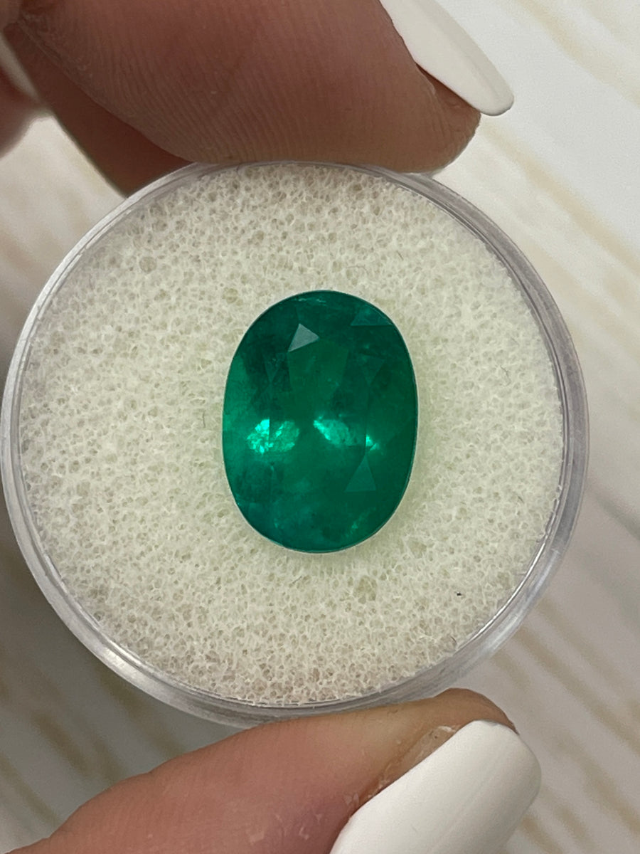 Certified 5.07 Carat Oval-Cut Colombian Emerald - Vibrant Muzo Green Gemstone